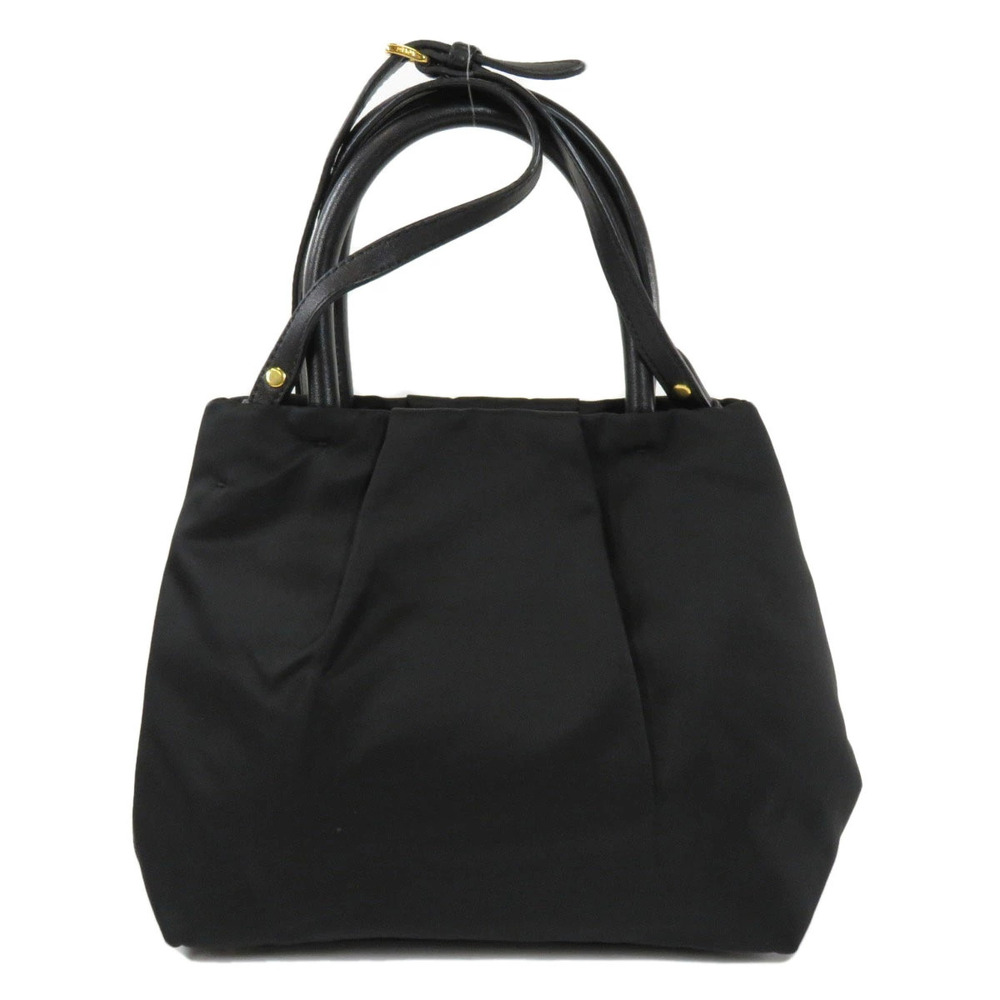 Prada Tessuto leather black handbag bow Fiocco top handles handle rolled
